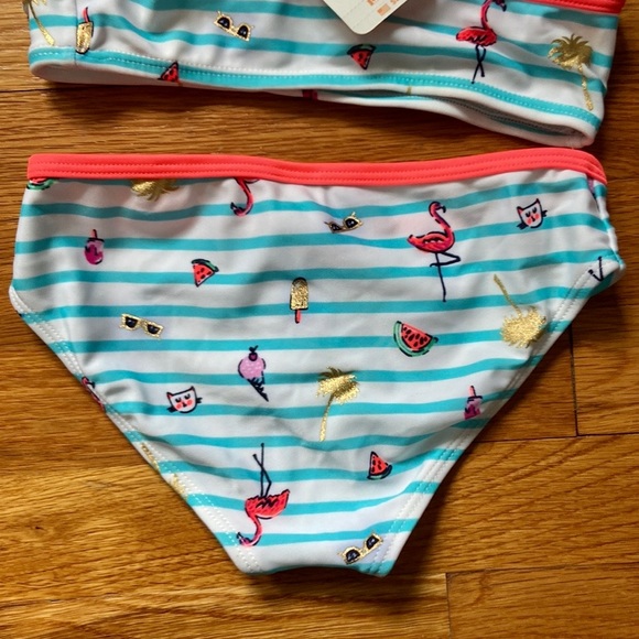 NWT Gymboree Girls 2 Piece Bikini Swimsuit Summer Print Size Small 5-6 - Picture 4 of 5